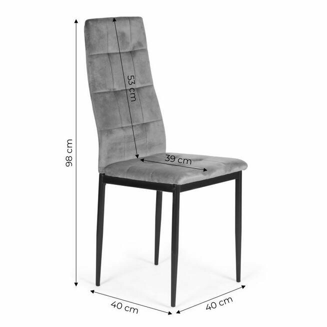 Zestaw 4 krzeseł welurowych do jadalni i salonu szare