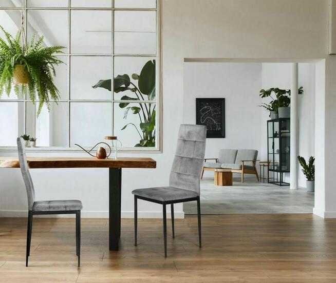 Zestaw 4 krzeseł welurowych do jadalni i salonu szare