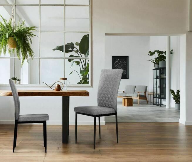 Komplet krzeseł pikowanych do jadalni i salonu 4szt szare