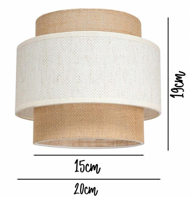 Lampa Ścienna Kinkiet Czarny / Biały BOHO Juta Abażur