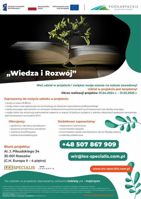 Szkolenia ze stypendium - Projekt Wiedza i Rozwój