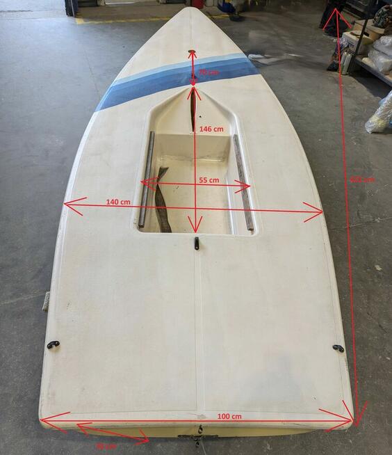 Klasyczny kadłub żaglówki Laser 4,2x1,4, używany, Straszyn