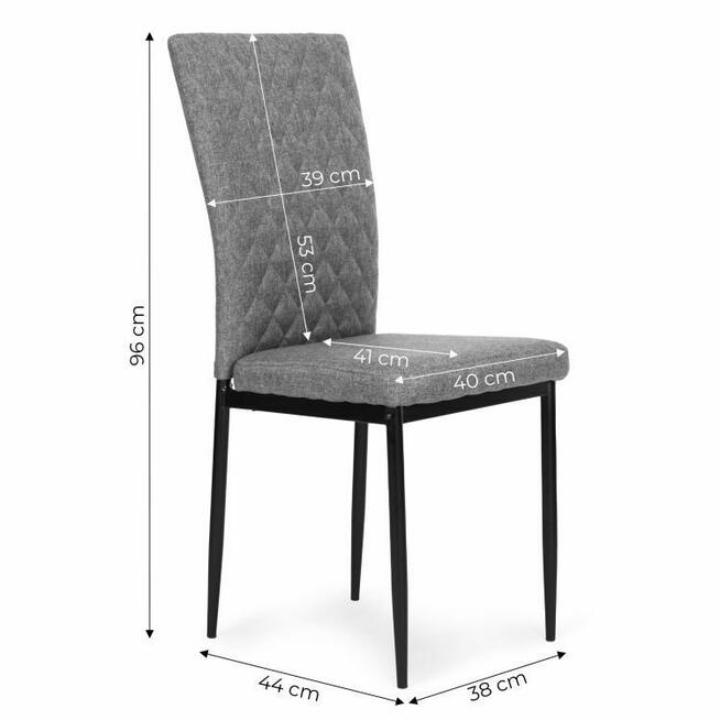 Komplet krzeseł pikowanych do jadalni i salonu 4szt szare