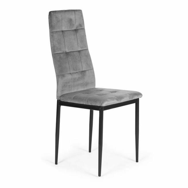 Zestaw 4 krzeseł welurowych do jadalni i salonu szare