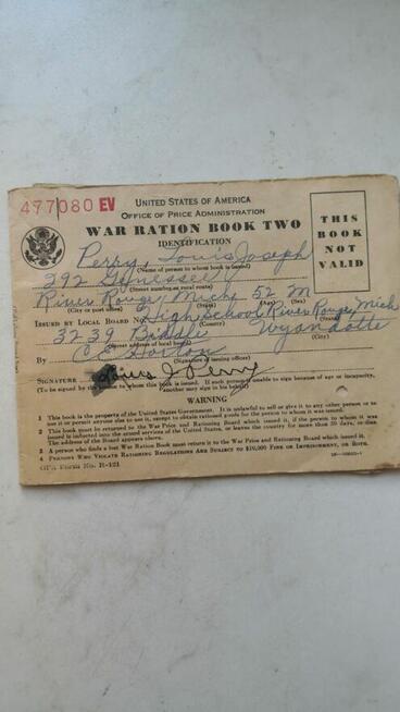 USA wojenna książeczka żywnościowa 1942r