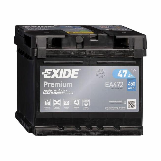 Akumulator Exide Premium 47Ah 450A EA472 PRAWY PLUS