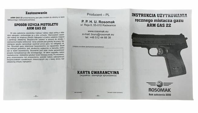 PISTOLET GAZOWY ROSOMAK ARM GAS OBRONA BEZ ZEZWOLENIA