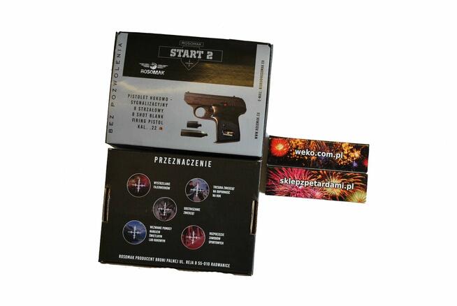 Pistolet Hukowy 6MM START 2 GŁOŚNY 12 SZTUK AMUNICJI 3 RACE