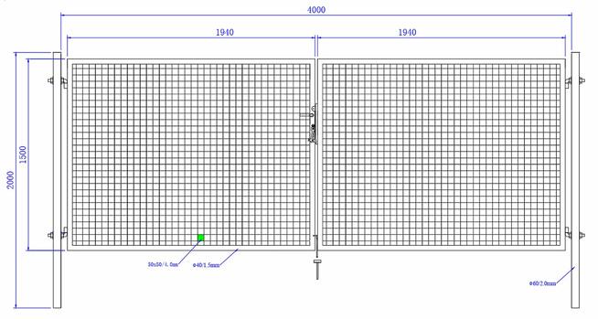 Brama ogrodowa SX 4,00 x 1,50 m - antracyt , zielona | dwusk