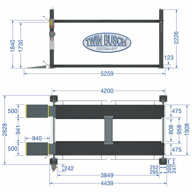 Podnośnik do parkowania TW 436 P-G GREY-Line czterokolumnowy
