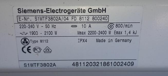 prala SIEMENS siwamat XS 432 czesci