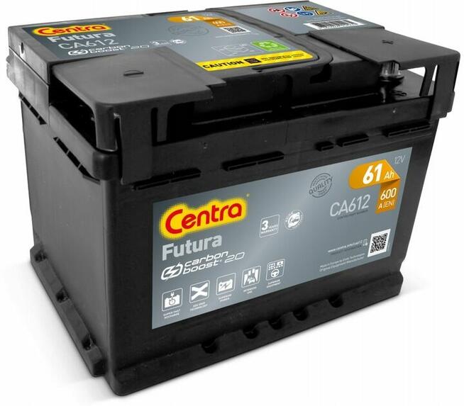 Akumulator Centra FUTURA 61Ah 600A PRAWY PLUS