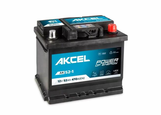 Akumulator AKCEL 52AH/470A P+