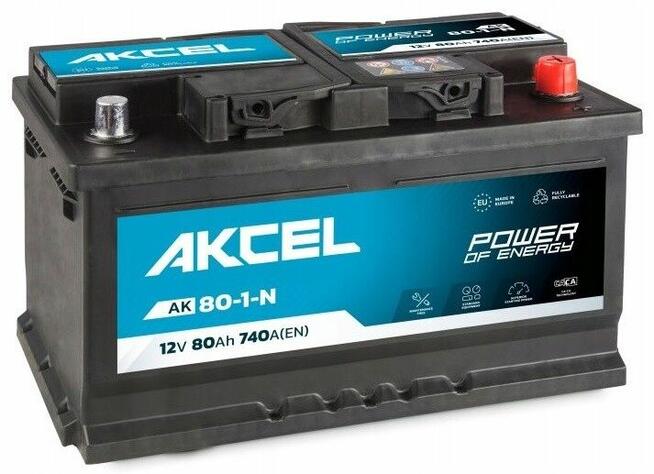 Akumulator Akcel 12V 80Ah 740A P+