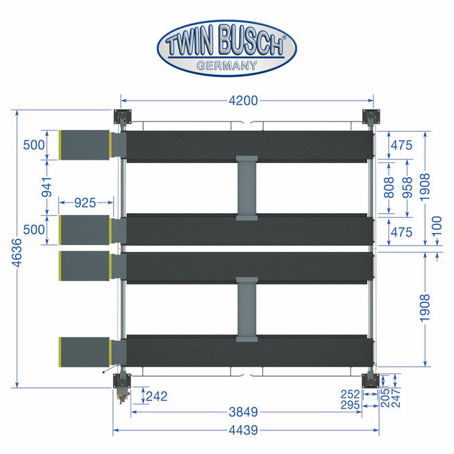 Podnośnik Czterokolumnowy podwójny do Parkowania TWIN BUSCH