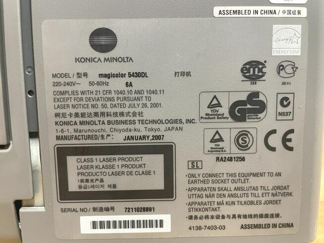 Drukarka laserowa kolor Konica Minolta MagiColor 5430DL