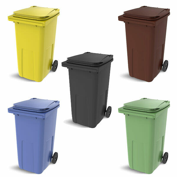 Nowe pojemniki na odpady 240l w różnych kolorach kosze