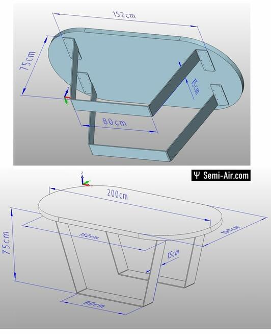 Noga do stołu nogi komplet 2szt solidne grube