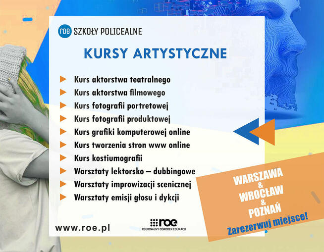 Kursy artystyczne - grafika, foto, aktorstwo, strony www