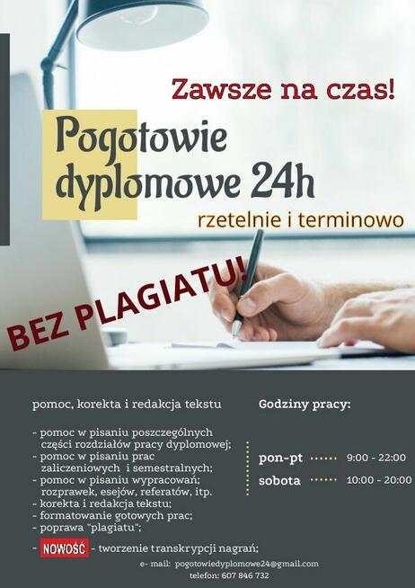 Pomoc, korekta, redakcja - Pogotowie Dyplomowe 24h