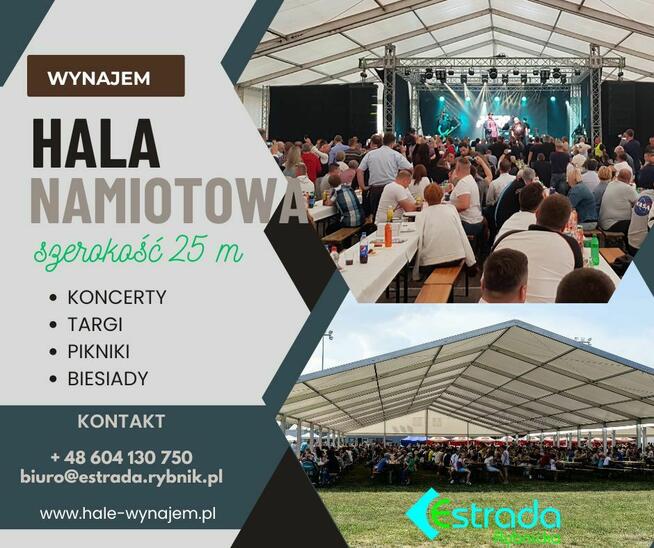 Wynajem, hala namiotowa o szerokości 25m, targi, wystawy...