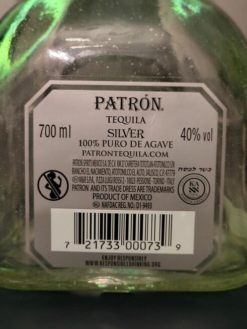 Silver Patrón z Certyfikatem 0,7l -PUSTA Kolekcjonerska