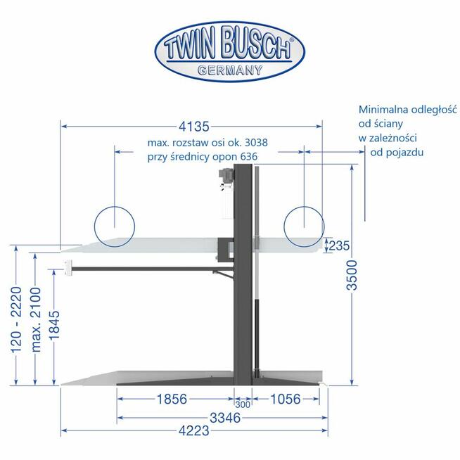 Podnośnik dwukolumnowy do parkowania TW 227P-G GREY-Line