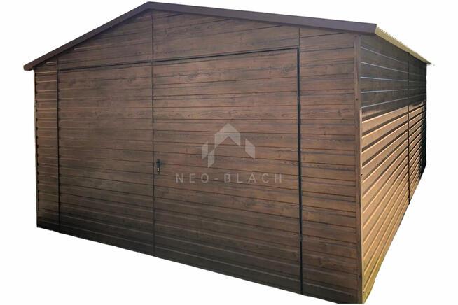 Garaż Blaszany 4x6m Brama Dwuskrzydłowa Drewnopodobny NB96