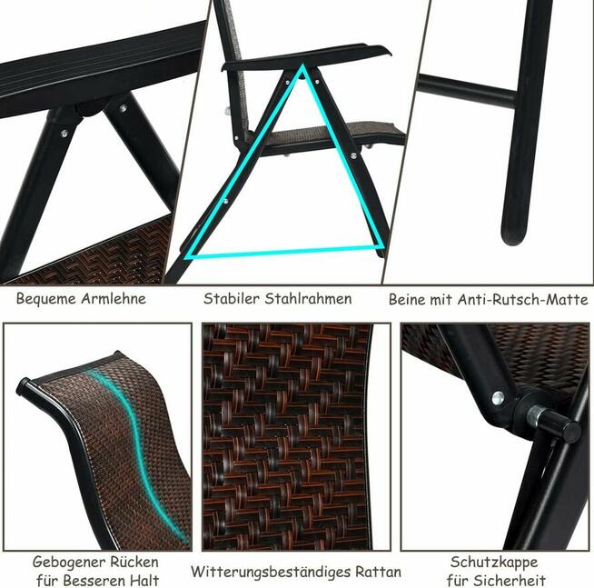 Rattanowe krzesło ogrodowe Leżak Regulacja oparcia