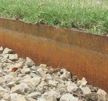 Płaskie obrzeża z stali nierdzewnej, stal corten, stal ocynk