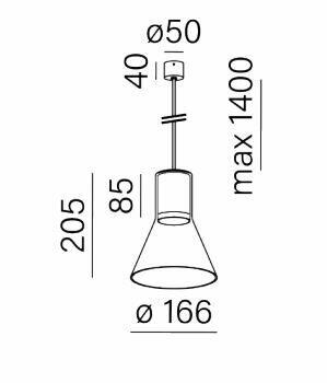 Modern glass Flared TR led fi50 M930 zwieszany szary AQForm