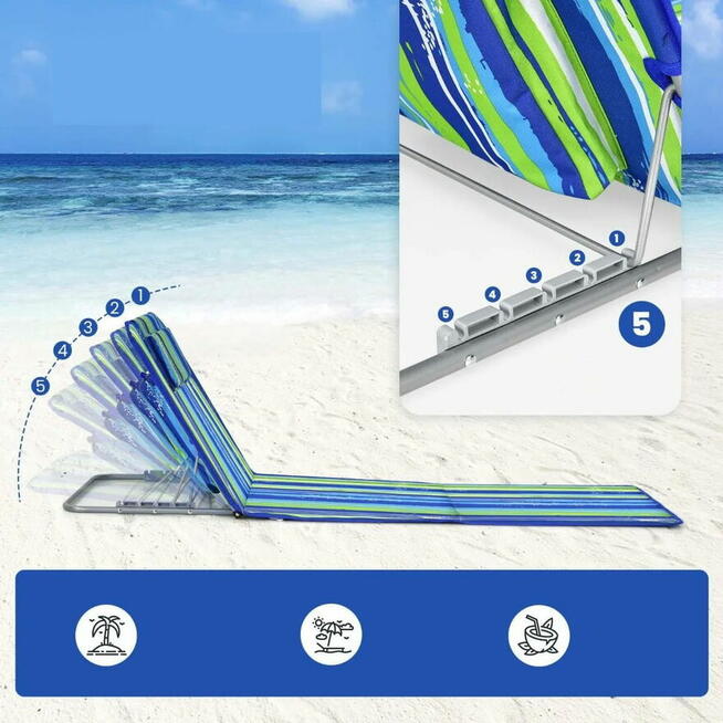 Nowy zestaw - leżak plażowy 2 szt ze stołem