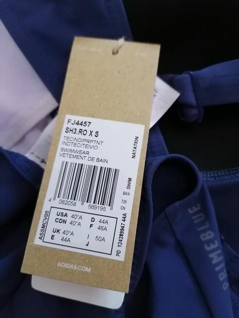 44A ADIDAS Strój kąpielowy jednoczęściowy granatowy z siatec