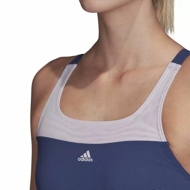 44A ADIDAS Strój kąpielowy jednoczęściowy granatowy z siatec