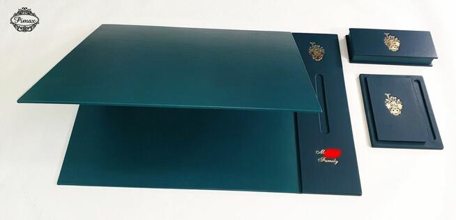 Skórzany podkład na biurko, skórzane zestawy, akcesoria lux