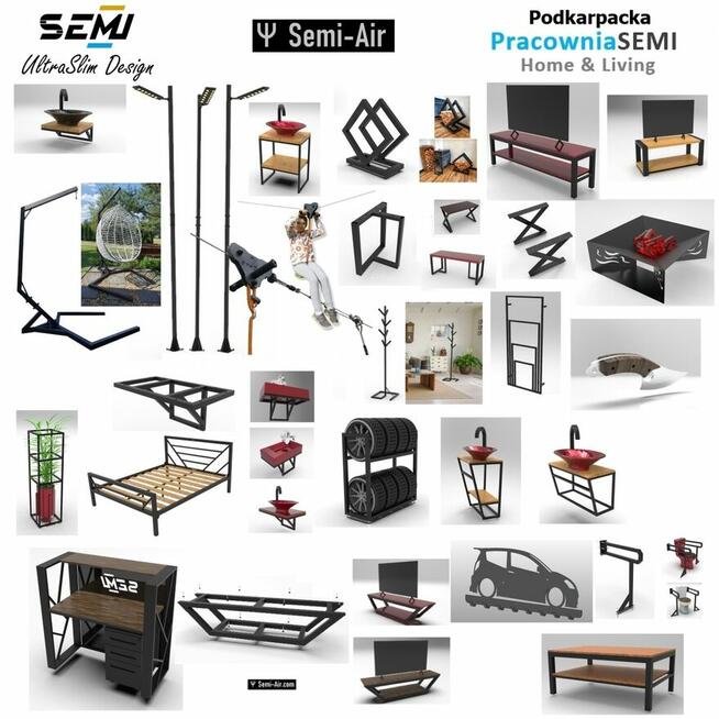 Stolik kawowy stelaż ława stół loft retro