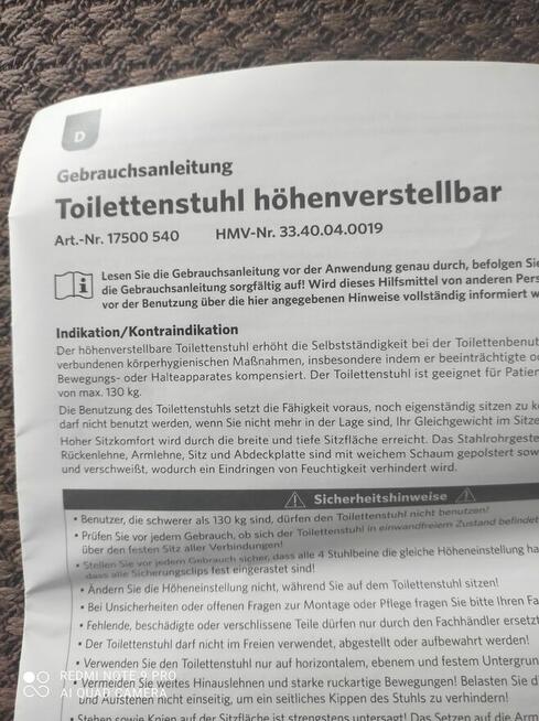 Krzesło zdrowotne wc