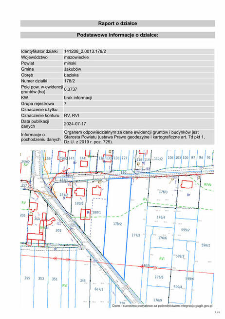 Duża działka 3737 m² w Łaziskach, gm. Jakubów