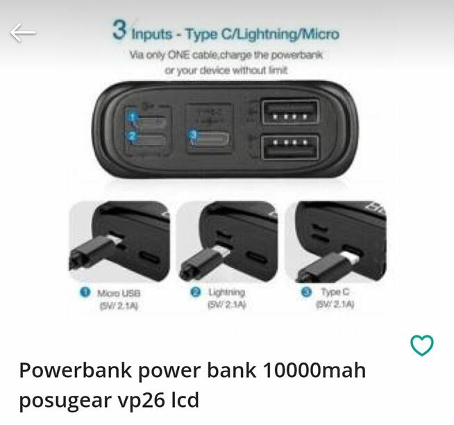 Powerbank power bank 10000mah posugear vp26 lcd