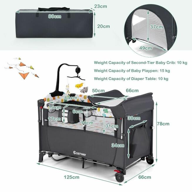 Nowe przenośne łóżeczko dziecięce 3 w 1