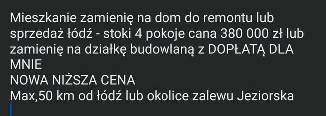 Zamienię lub sprzedam mieszkanie