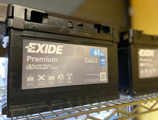 Akumulator Exide Premium 61Ah 600A EA612 PRAWY PLUS