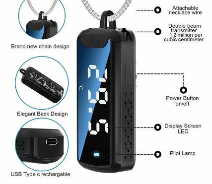 Jonizator, ochrona przed 5G z termometrem 120 mln jonów.