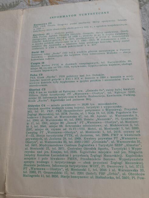 Mapy turystyczne Wielkie jeziora mazurskie z lat 1961 - 70