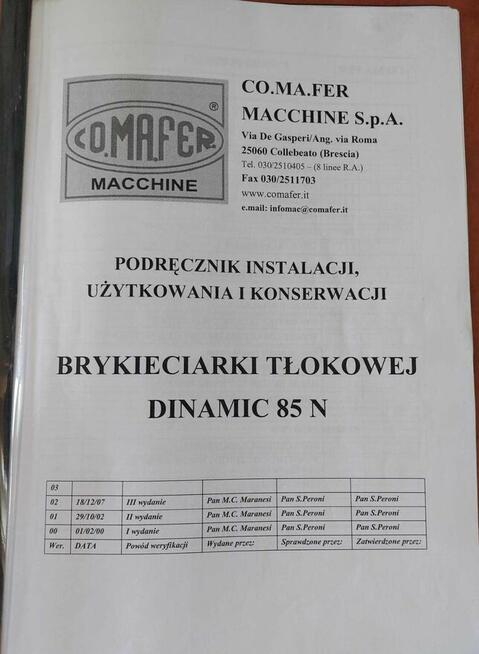 Brykieciarka CO.MA.FER MACCCHINE S.p.A.