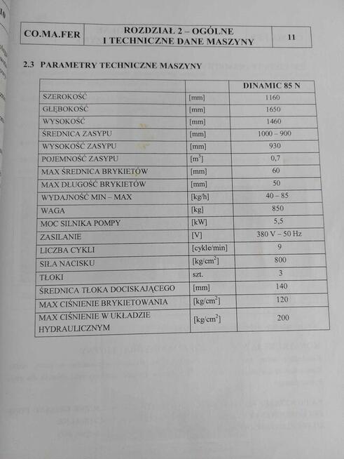 Brykieciarka CO.MA.FER MACCCHINE S.p.A.