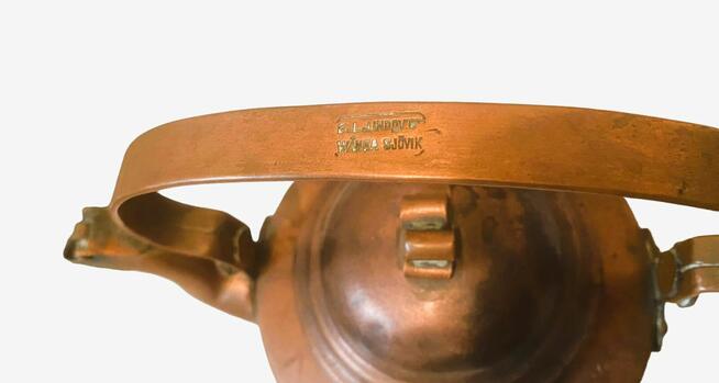 Miedziany czajnik sygnowany E. Lindqvist, Wanga, Sjovik