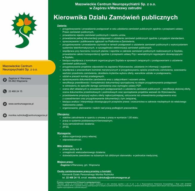 Kierownik Działu Zamówień publicznych