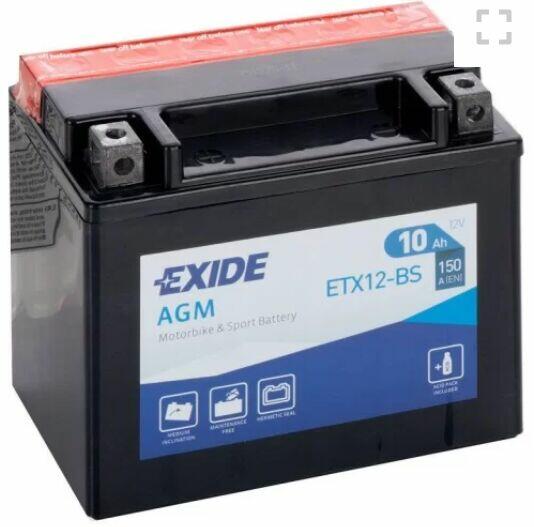 Akumulator motocyklowy EXIDE ETX12-BS YTX12-BS 12V 10Ah 150A