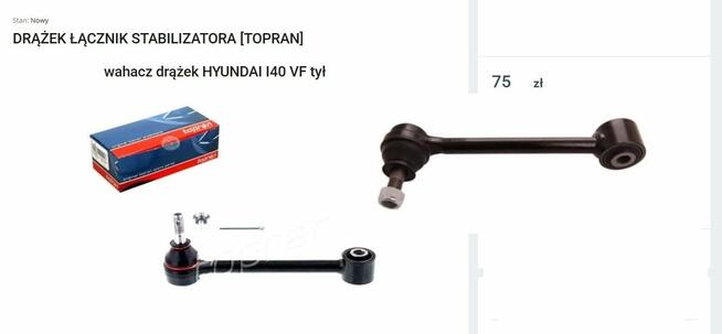 Wahacz, drążek Hyundai i40 VF tył , guma przegubu przód